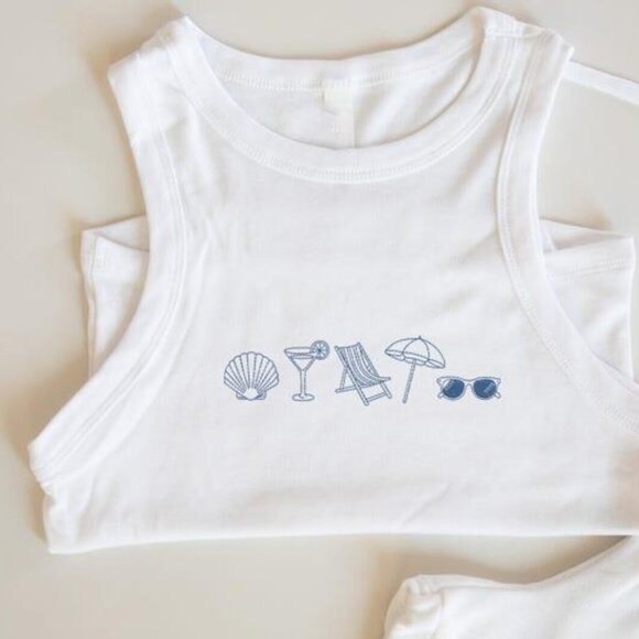 Tank Top Tops - Beach Tank Top – Minimal Summer Icons Tank